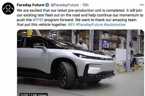 贾跃亭旗下法拉第未来FF91预量产车下线