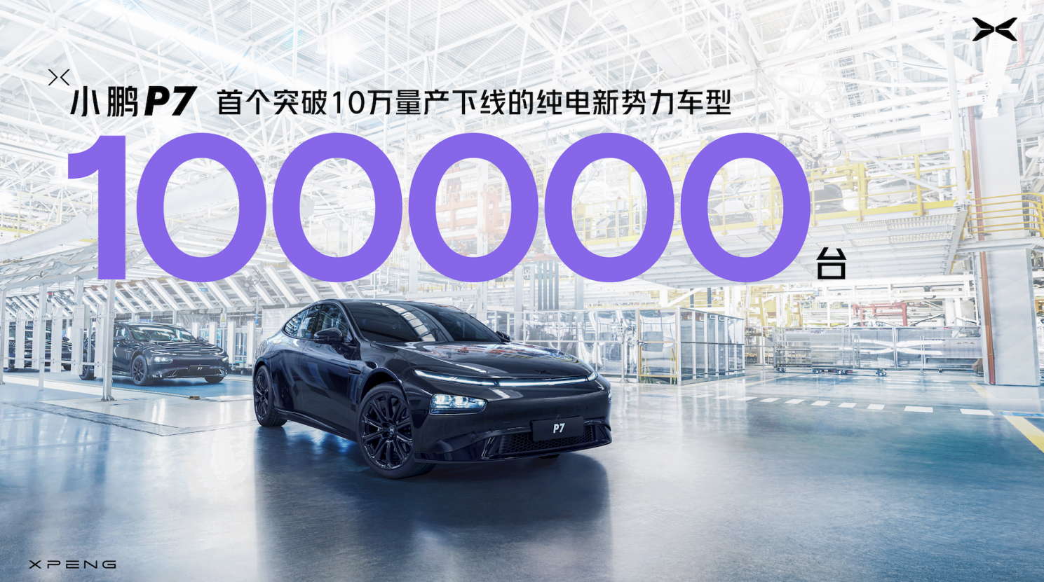 小鹏P7成为首个破十万量产的纯电新势力车型！